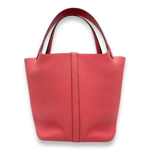 Picotin Touch 22 Rose in Clemence/matte alligator, Gold hardware