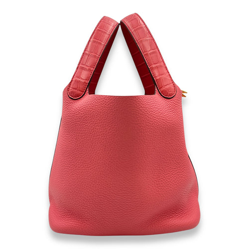 Picotin Touch 22 Rose in Clemence/matte alligator, Gold hardware