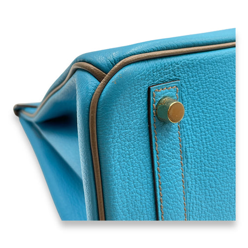 HSS Birkin 30 Blue Azteque/Gris Tourterelle in Chevre Mysore, Gold hardware