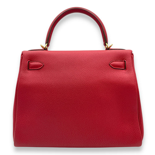 Kelly 28 Rouge Vif in Togo, Gold hardware