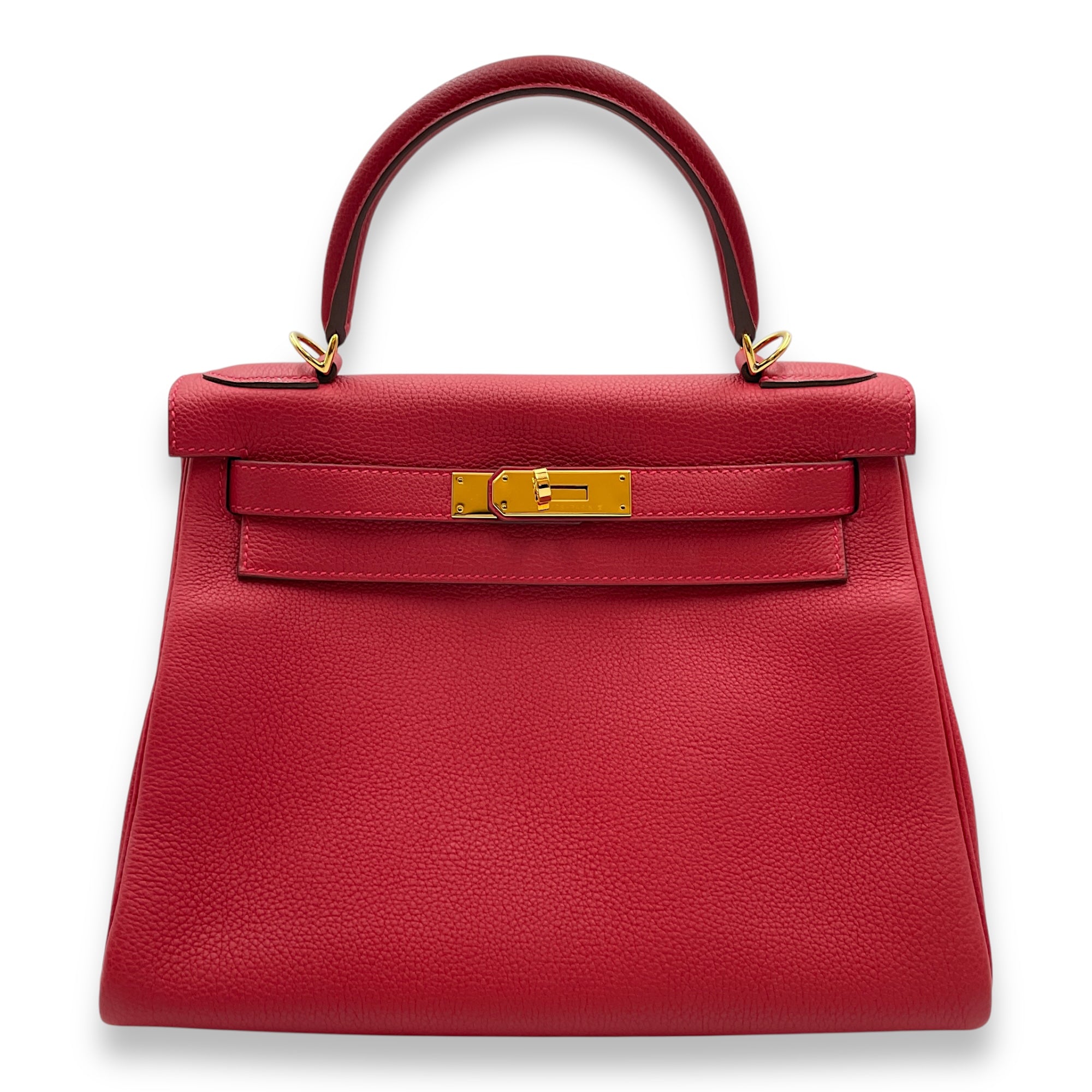 Kelly 28 Rouge Vif in Togo, Gold hardware