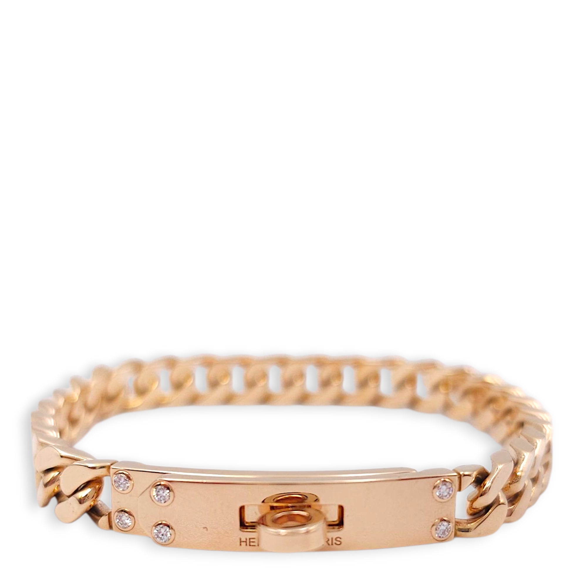 Kelly Gourmette SH Bracelet in 6 Diamonds, 0.08CT, Rose Gold Hardware