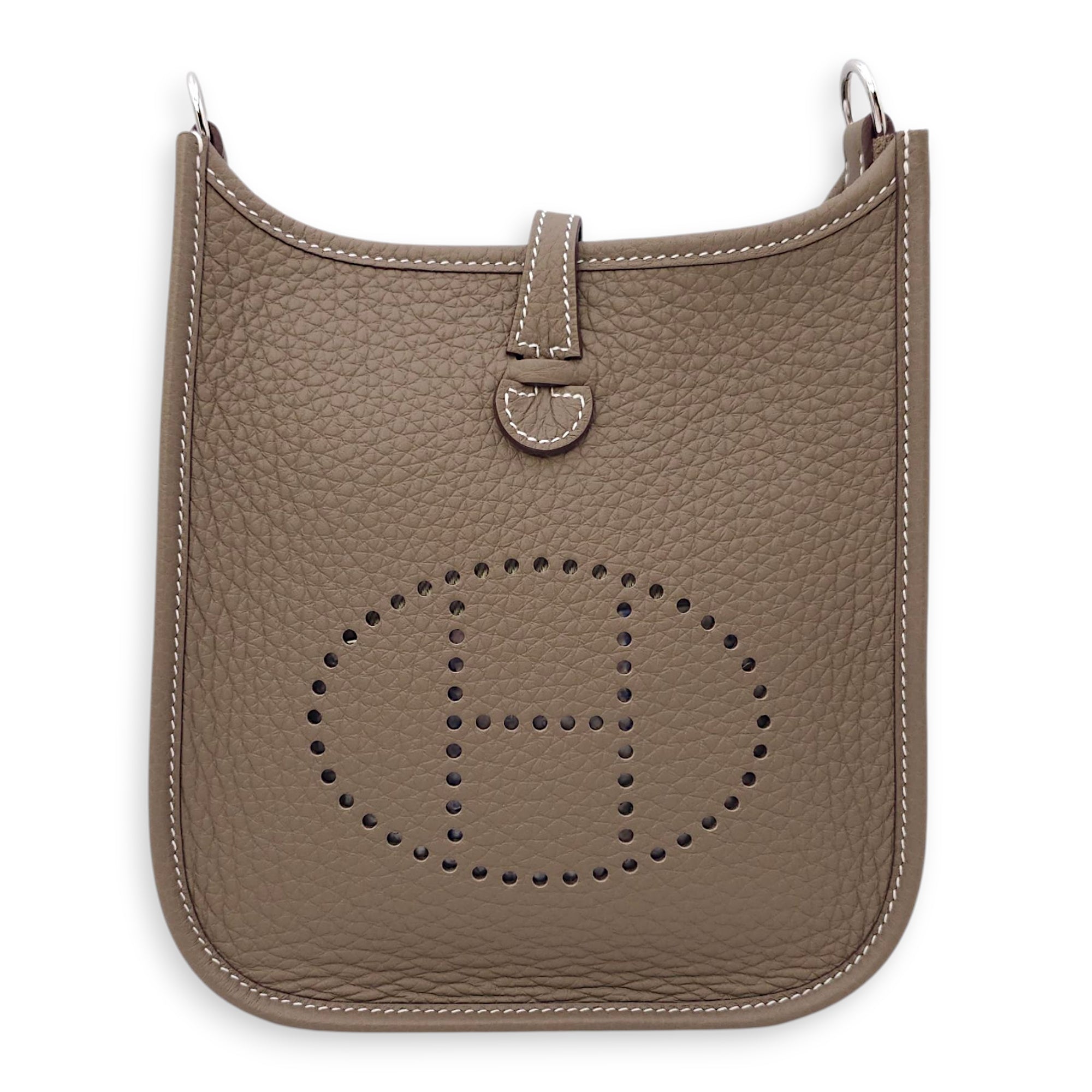 Evelyne (Short Strap) Mini Etoupe in Clemence, Palladium hardware