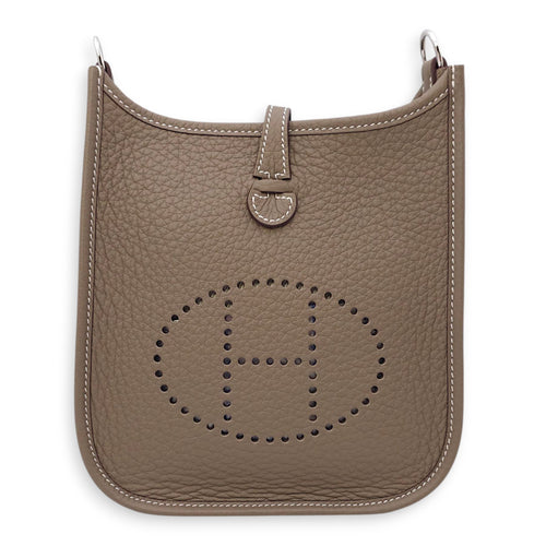 Evelyne (Short Strap) Mini Etoupe in Clemence, Palladium hardware