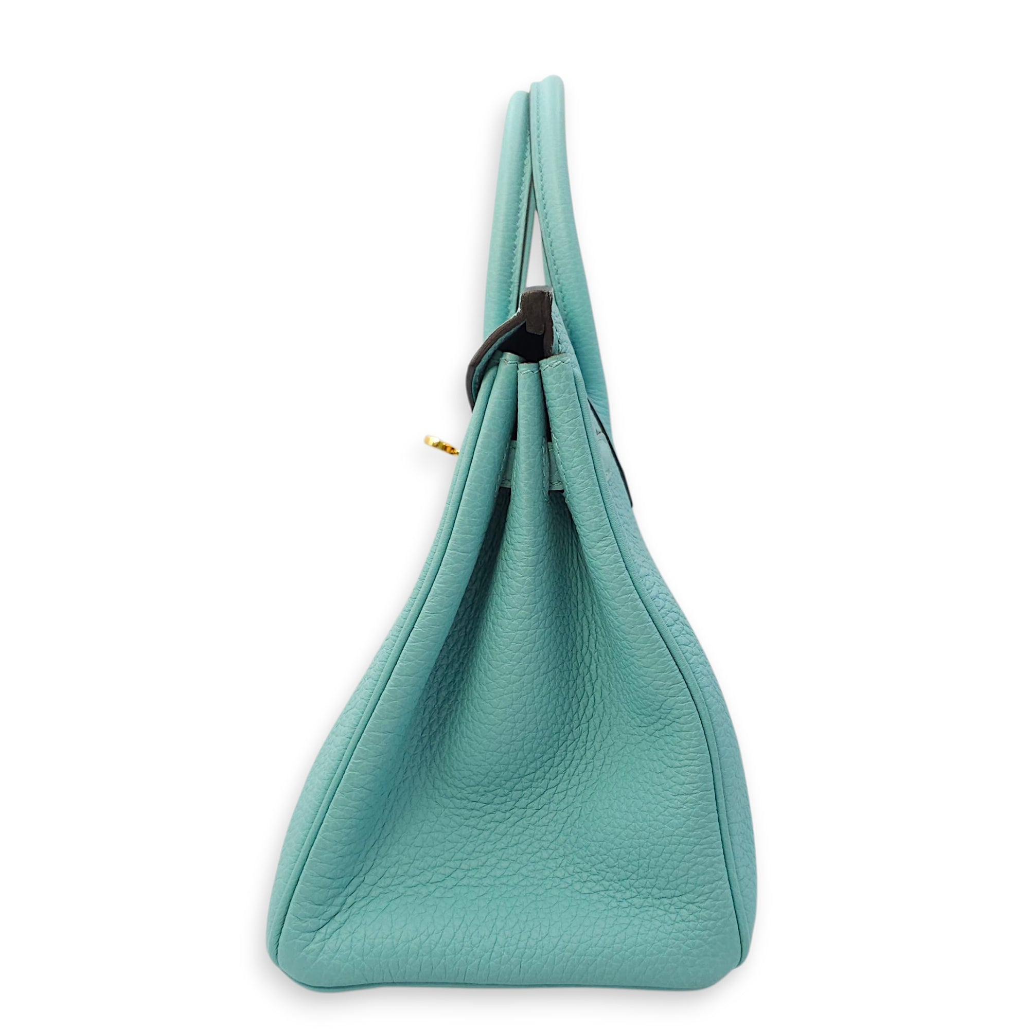 Birkin 25 Blue Atoll in Togo, Gold hardware