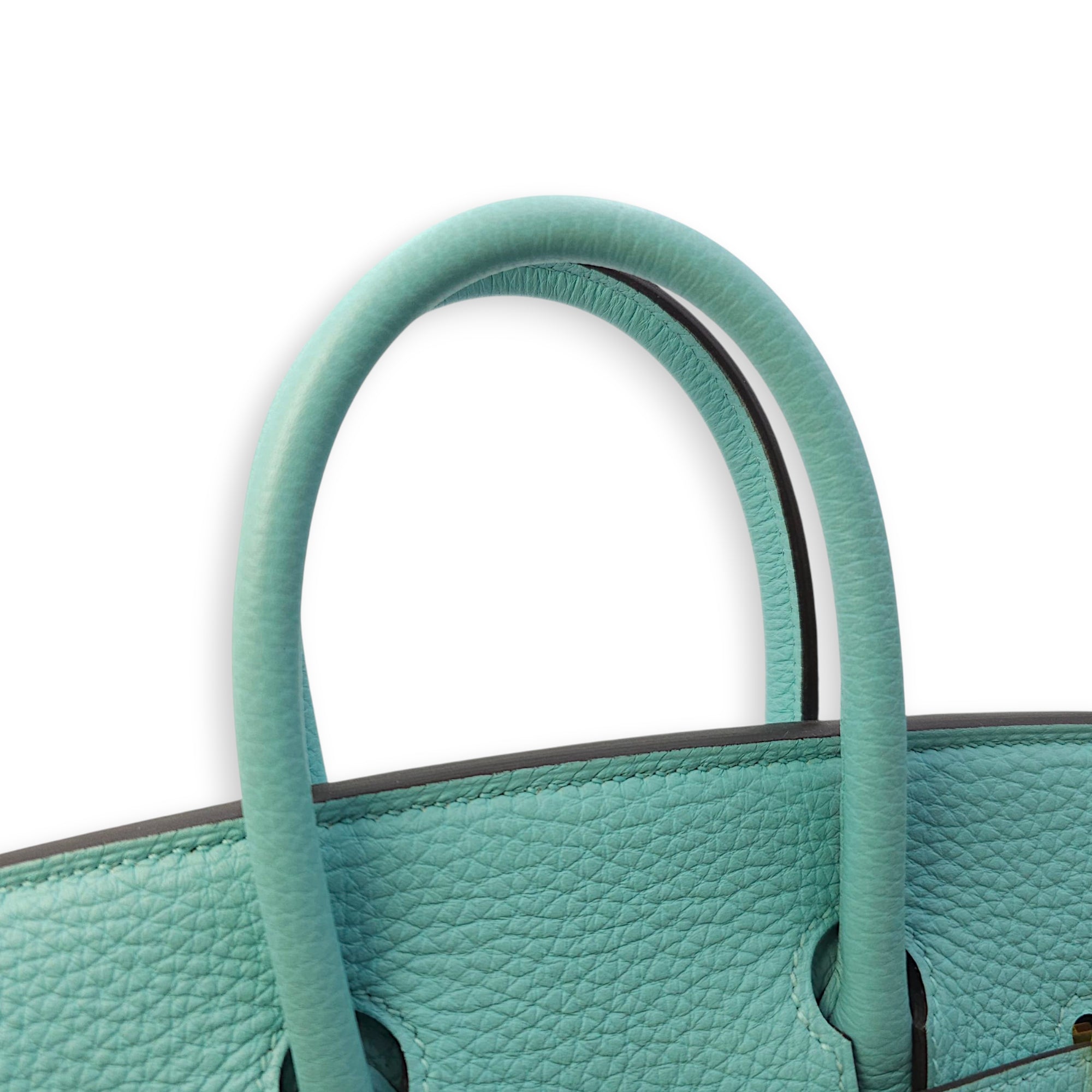 Birkin 25 Blue Atoll in Togo, Gold hardware