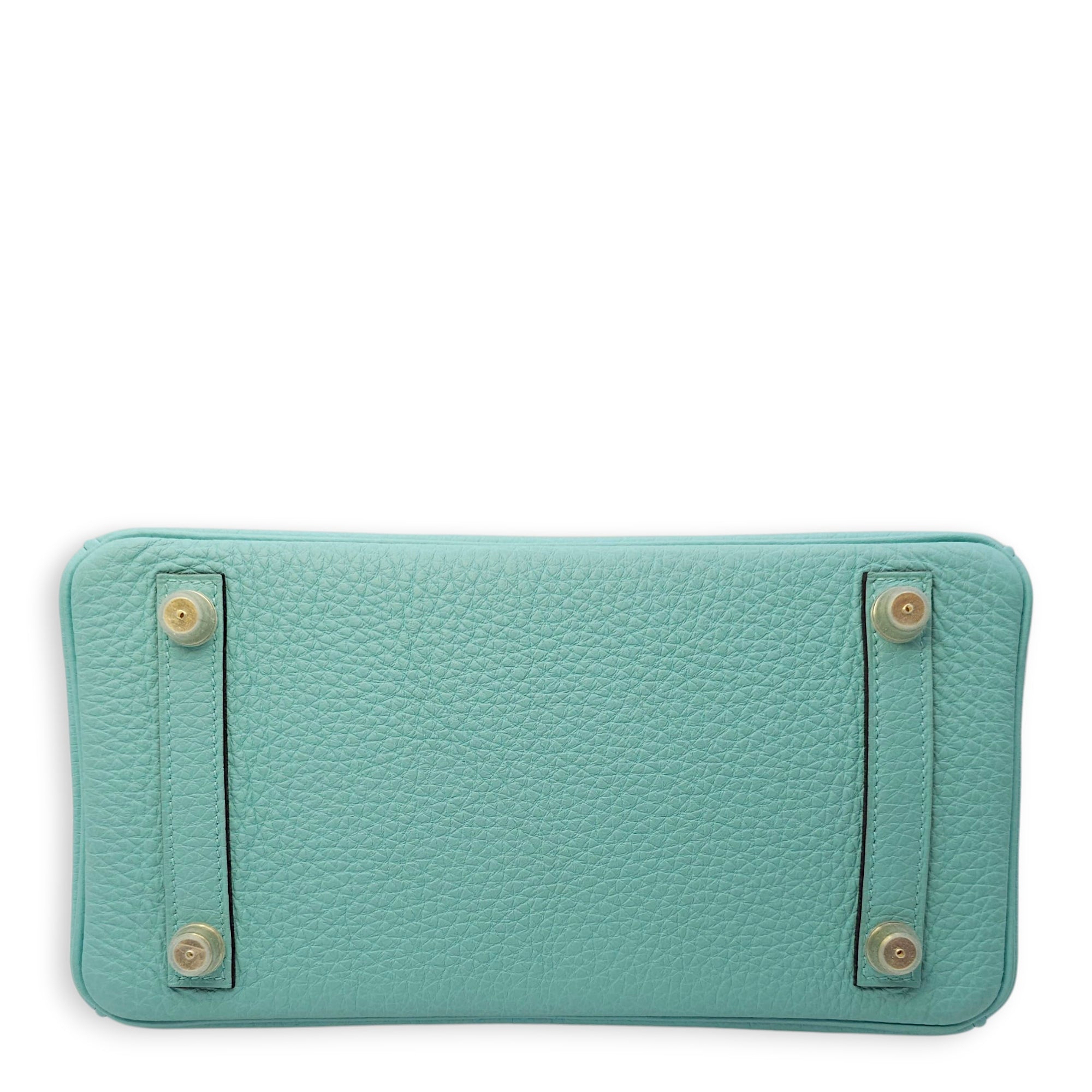 Birkin 25 Blue Atoll in Togo, Gold hardware