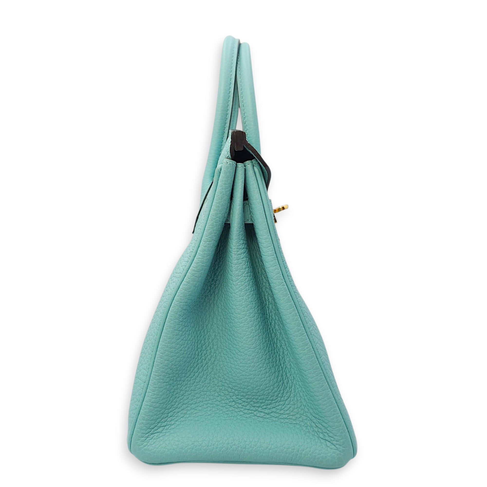 Birkin 25 Blue Atoll in Togo, Gold hardware