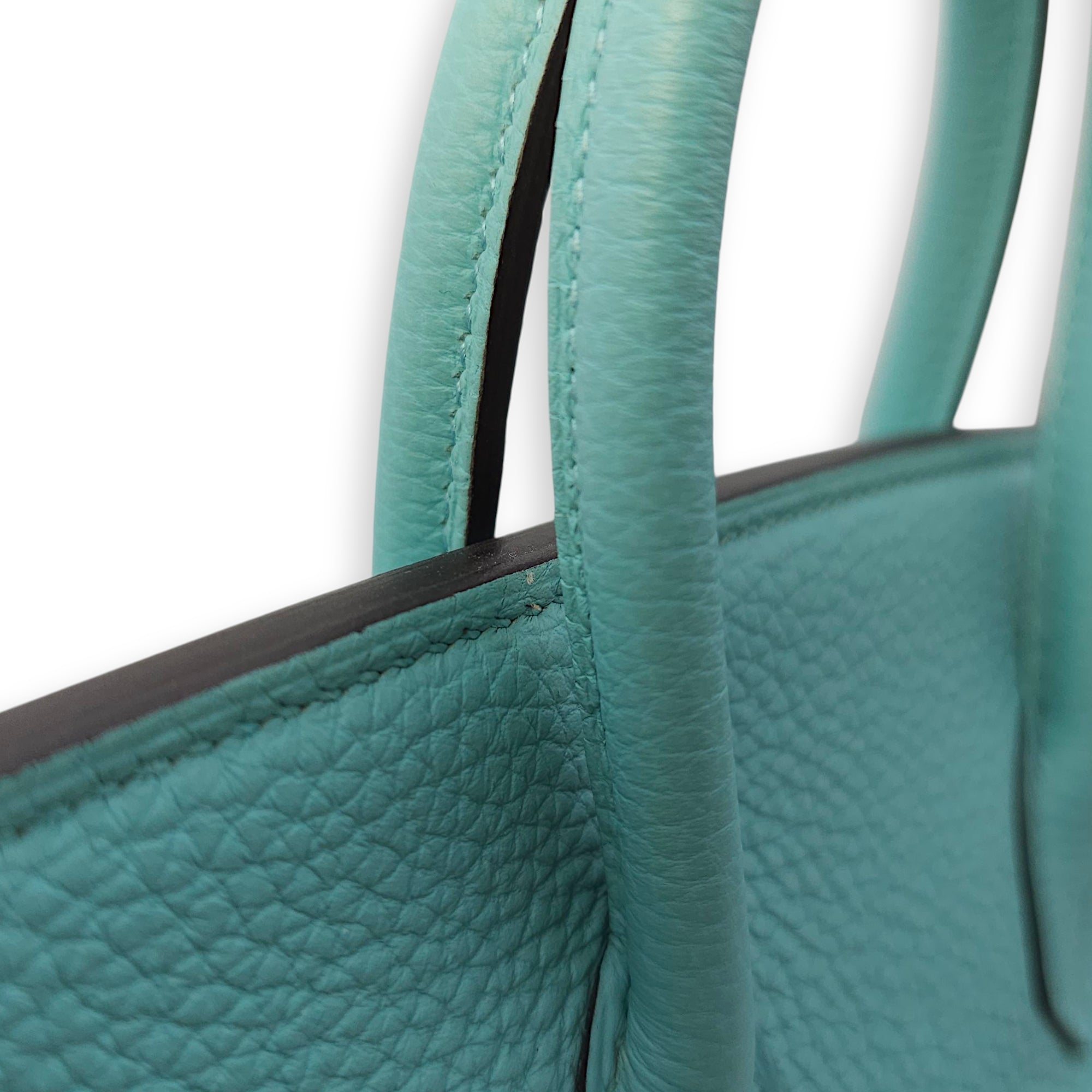 Birkin 25 Blue Atoll in Togo, Gold hardware