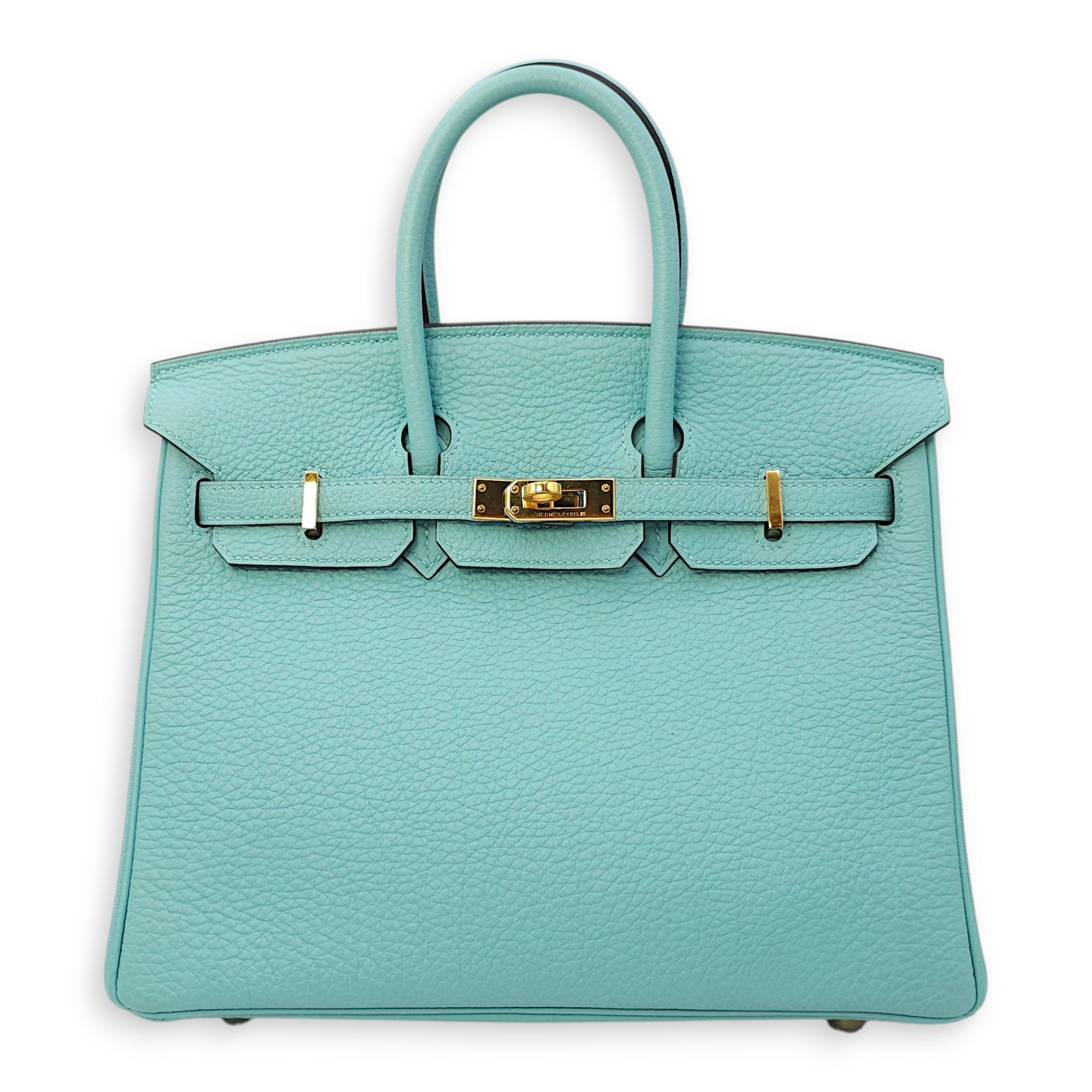 Birkin 25 Blue Atoll in Togo, Gold hardware