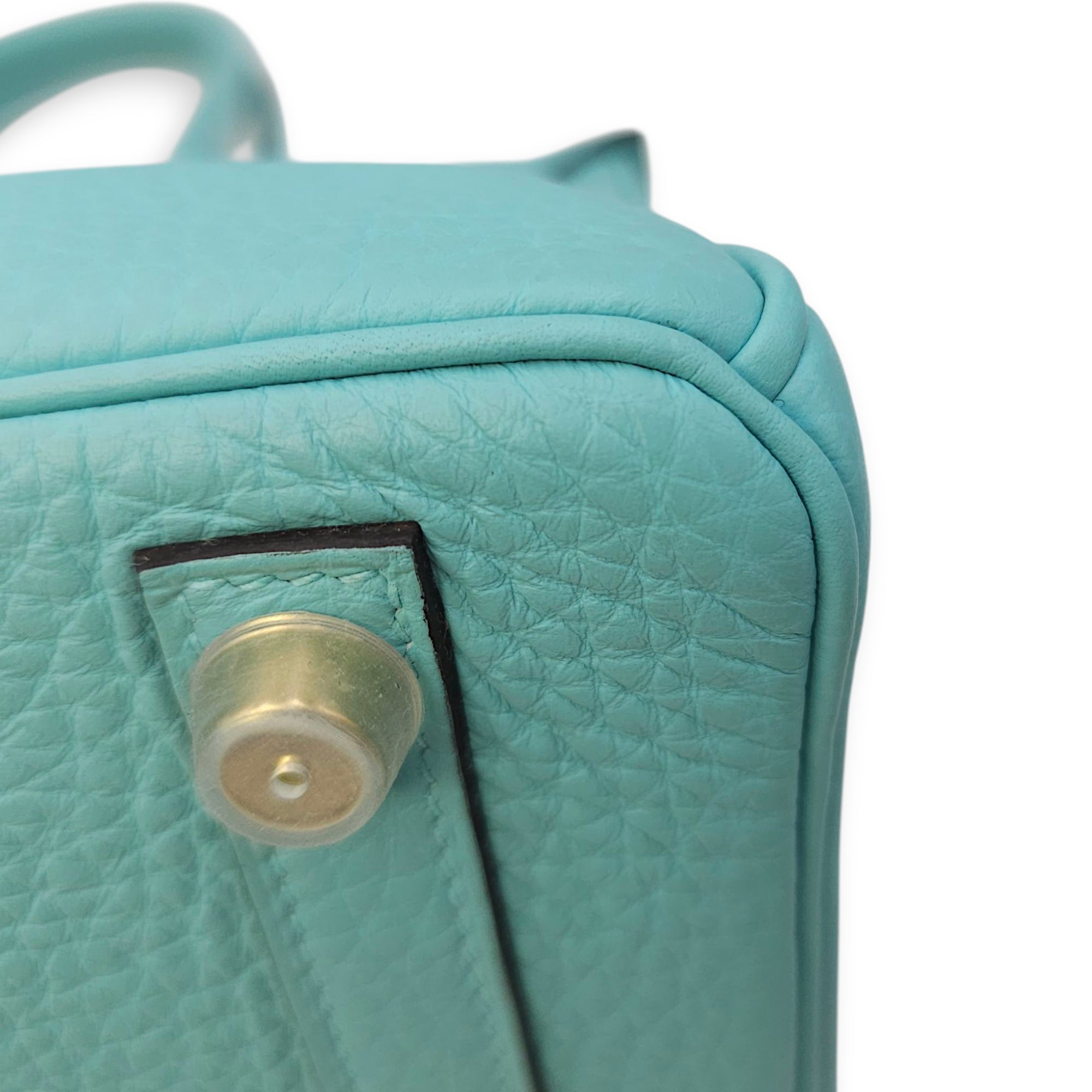 Birkin 25 Blue Atoll in Togo, Gold hardware