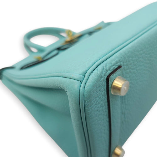 Birkin 25 Blue Atoll in Togo, Gold hardware