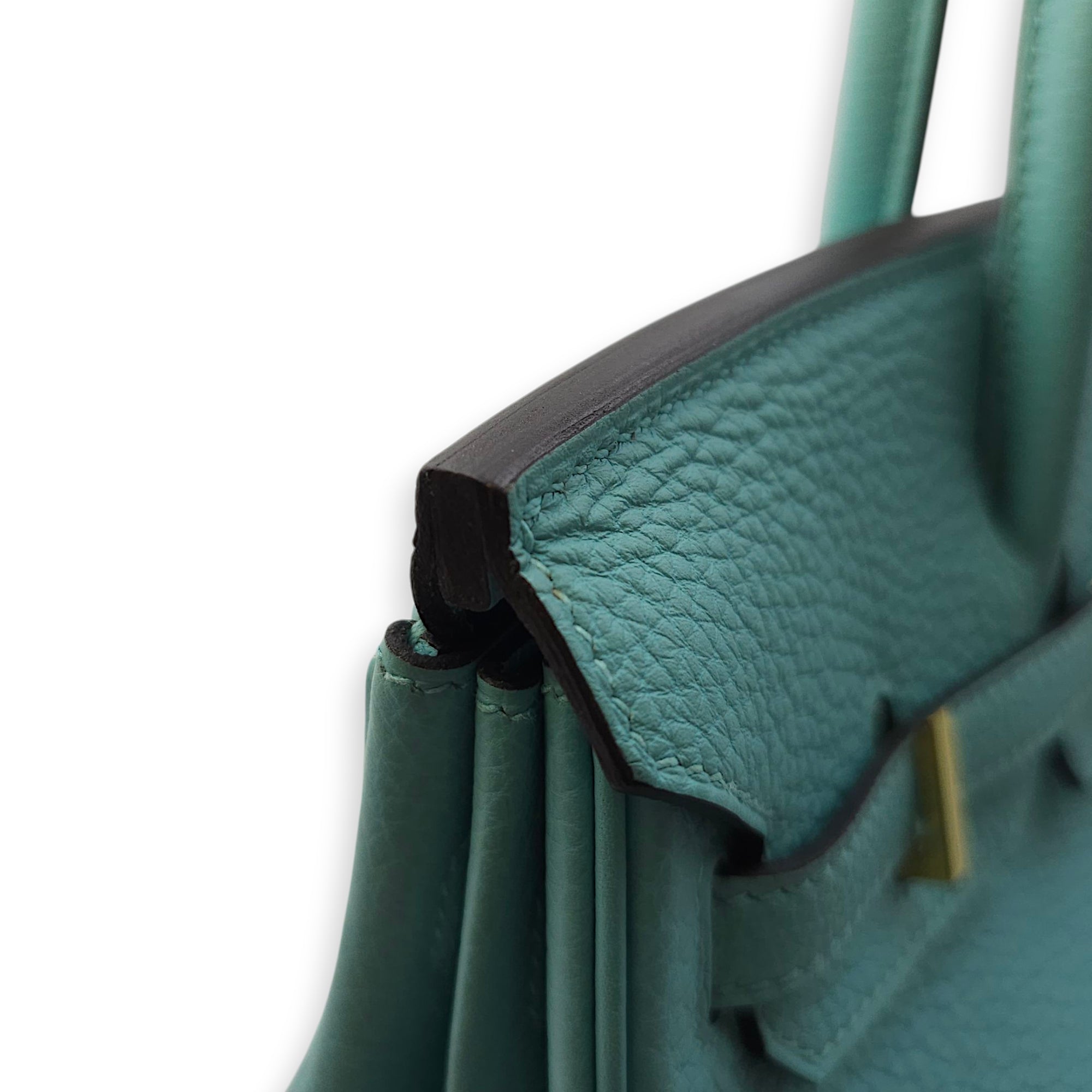 Birkin 25 Blue Atoll in Togo, Gold hardware