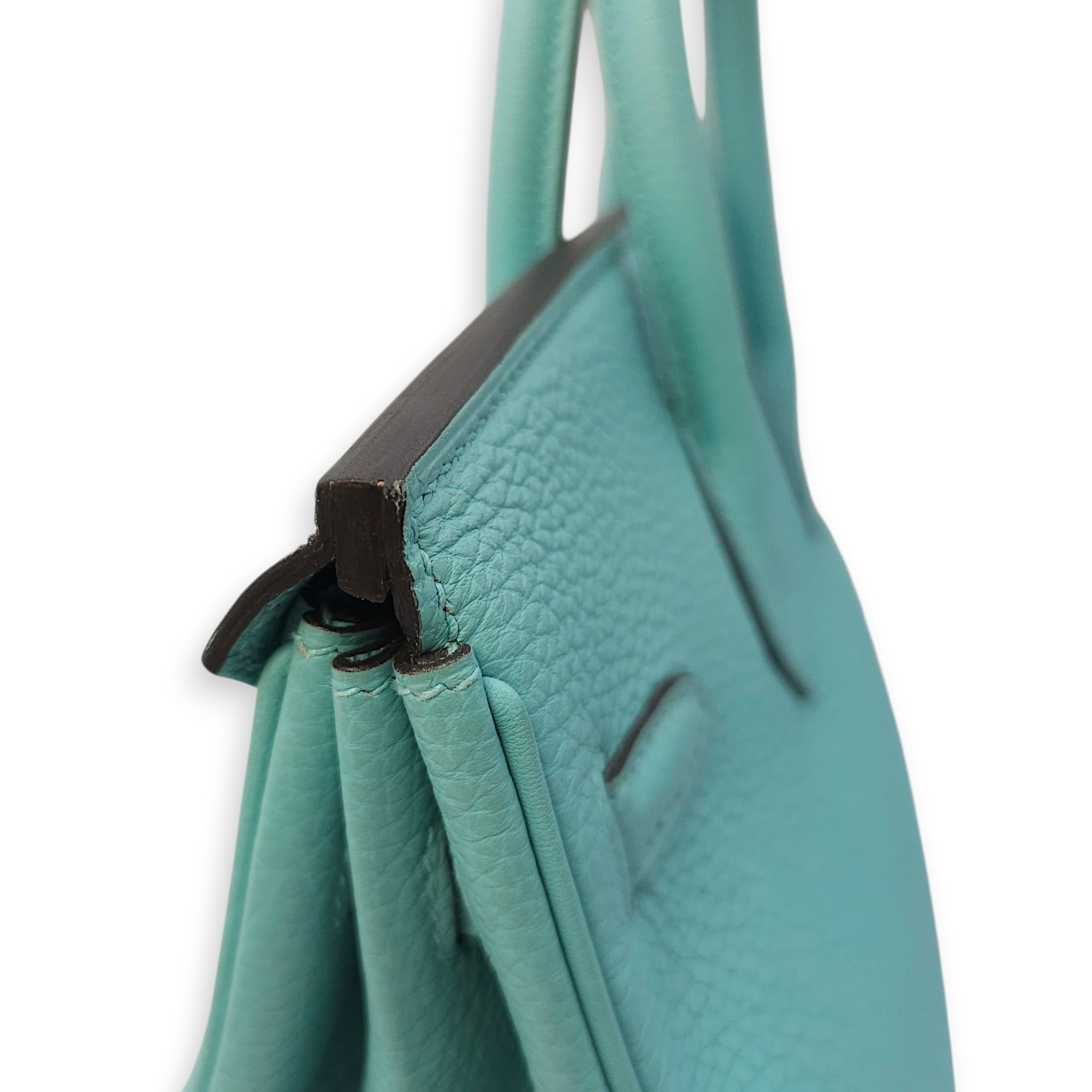 Birkin 25 Blue Atoll in Togo, Gold hardware