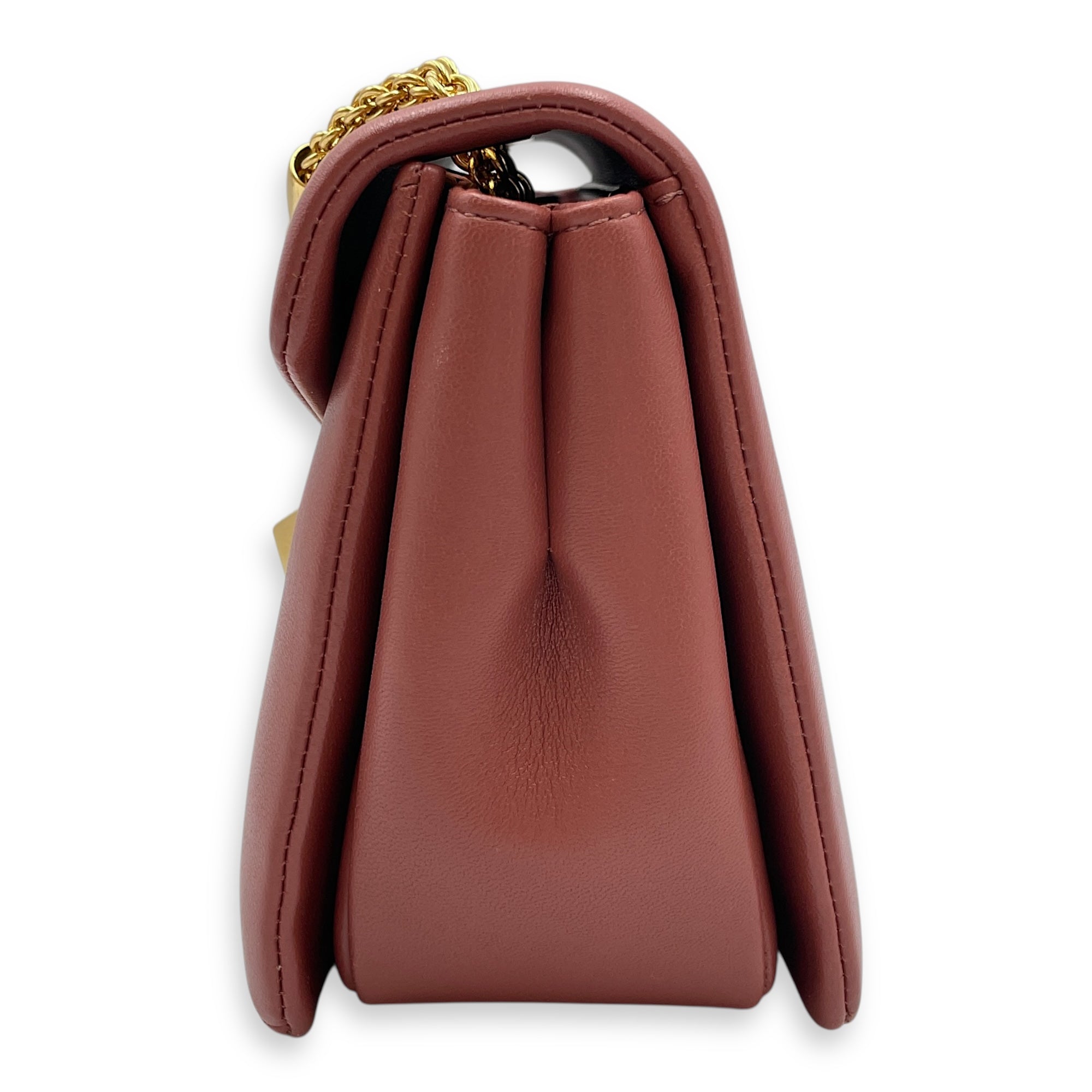 Garavani One Stud Brown Crossbody Bag in Nappa Leather, Gold hardware