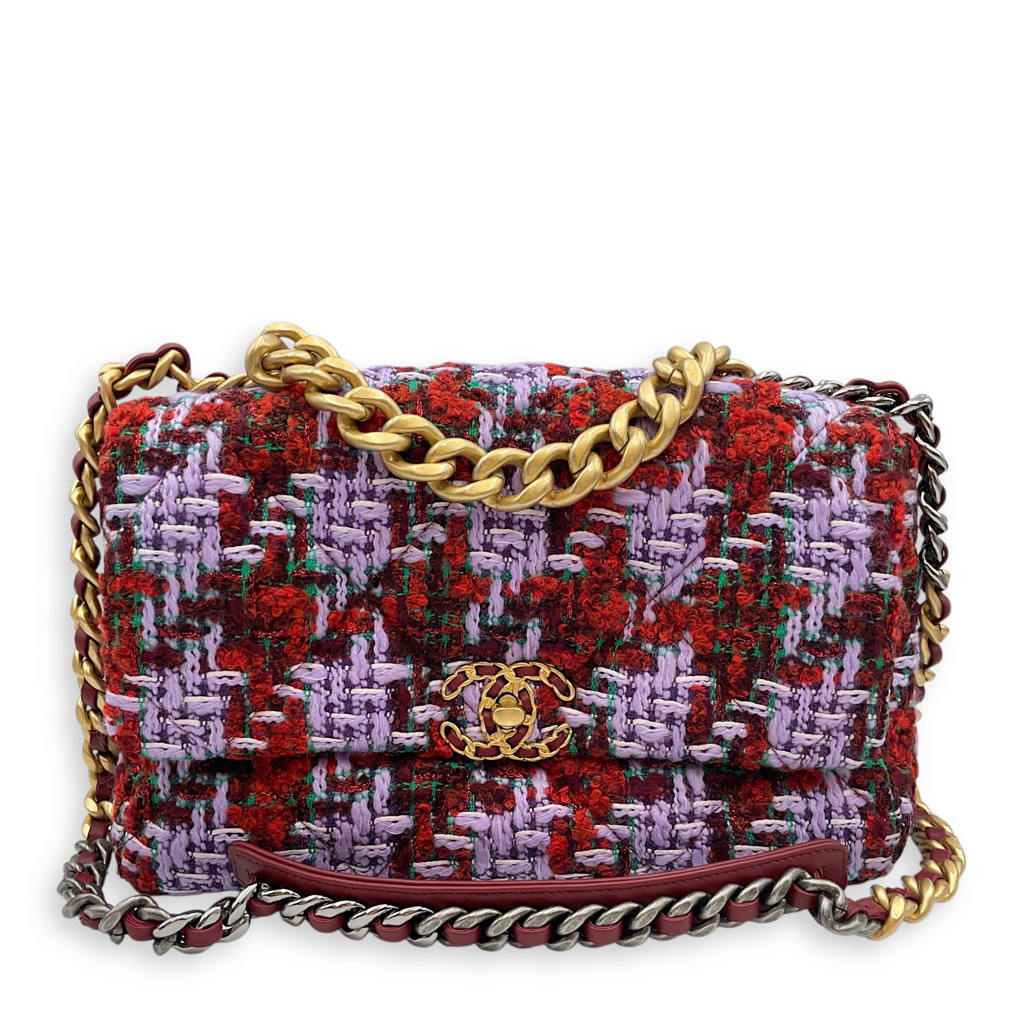 C19 Multi-colour Shoulder Bag in Tweed, Tri-tone hardware