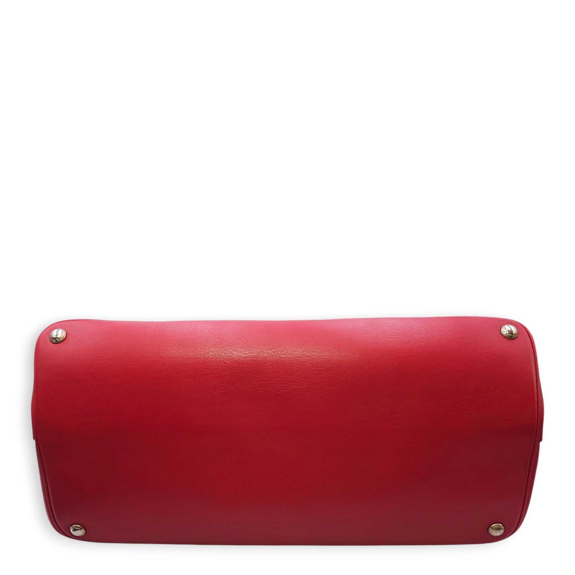 City Double Red Top Handle Bag in Calfskin, Silver hardware