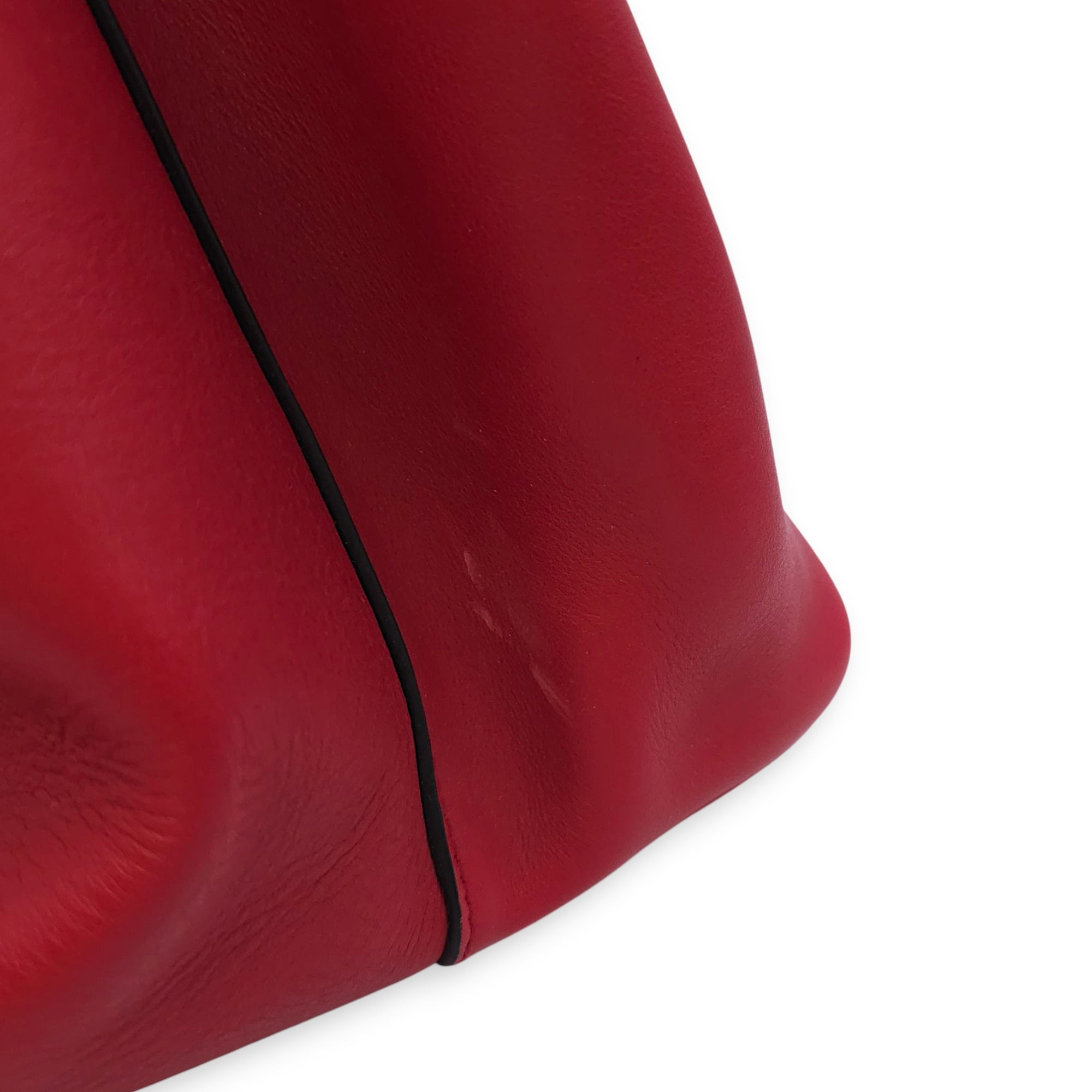 City Double Red Top Handle Bag in Calfskin, Silver hardware
