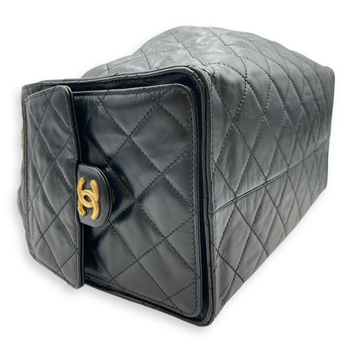 C25 Medium Black Shoulder Bag in Calfskin, Gold hardware