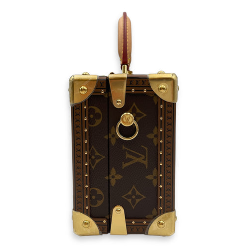 Valees 2 Way Petite Monogram Brown Handbag in Canvas, Gold hardware