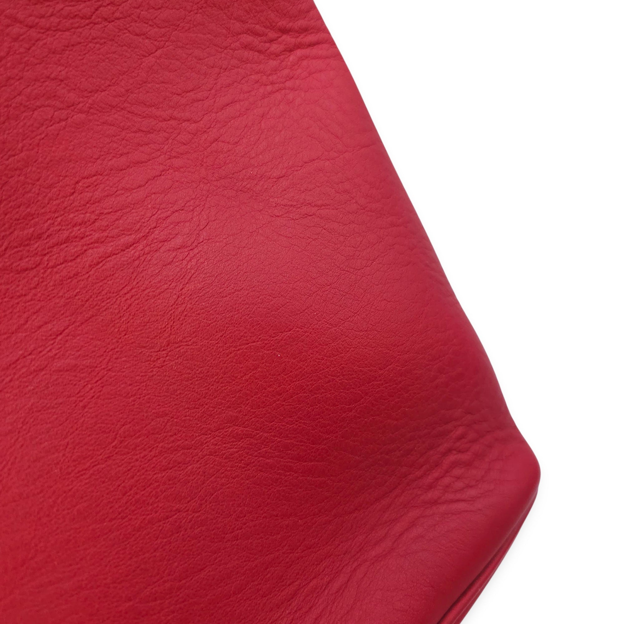 City Double Red Top Handle Bag in Calfskin, Silver hardware