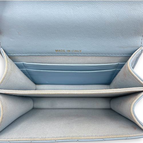 Coco Enamel Top Handle Mini Sky Blue Crossbody Bag in Lambskin, Gold hardware