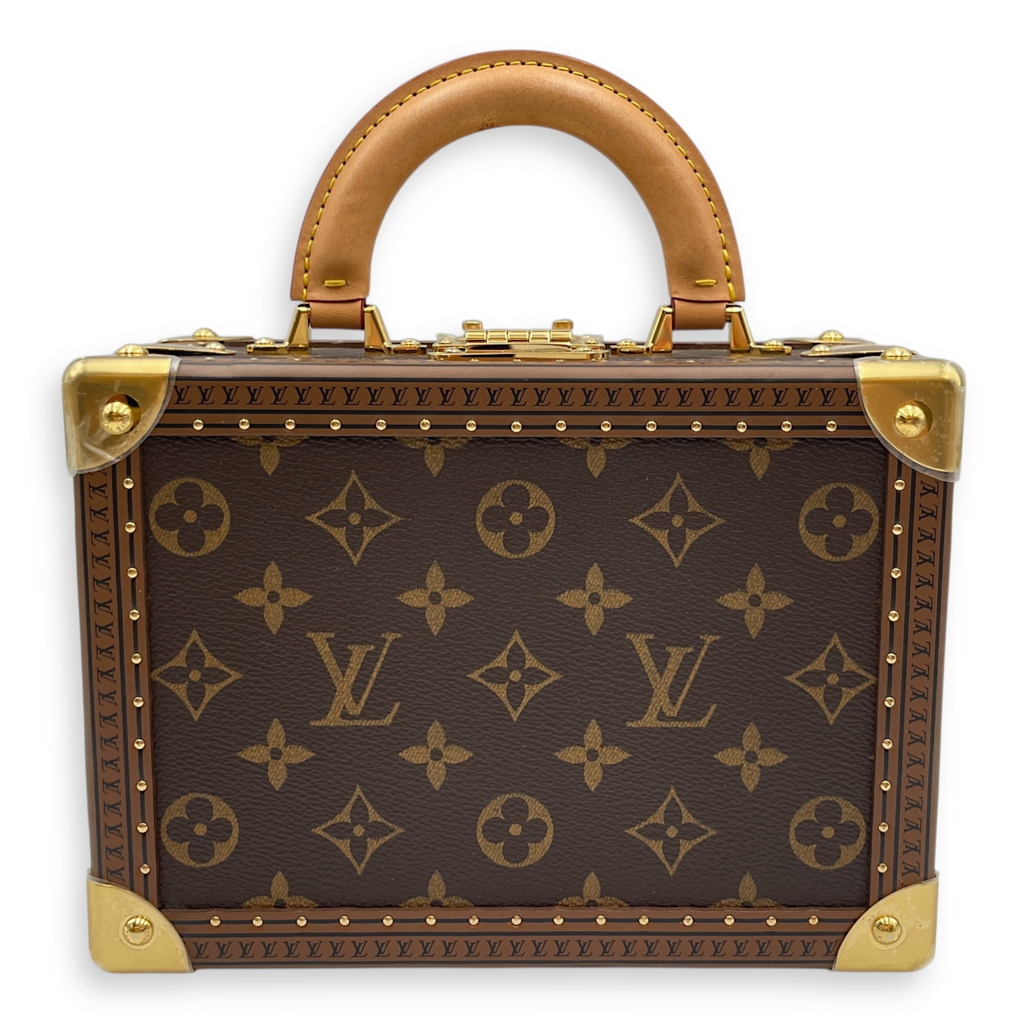 Valees 2 Way Petite Monogram Brown Handbag in Canvas, Gold hardware