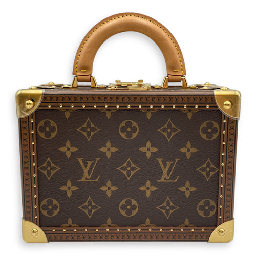 Valees 2 Way Petite Monogram Brown Handbag in Canvas, Gold hardware