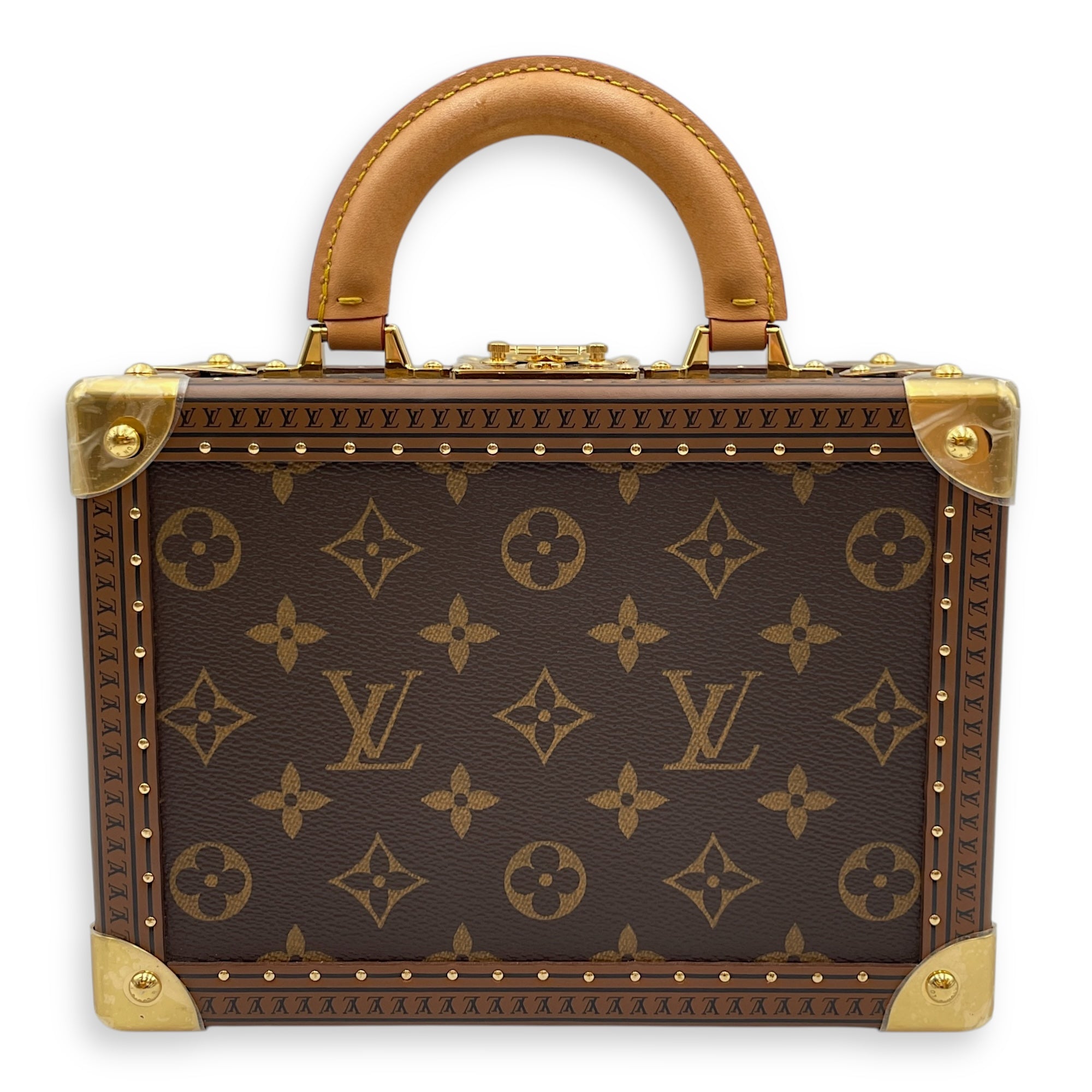 Valees 2 Way Petite Monogram Brown Handbag in Canvas, Gold hardware