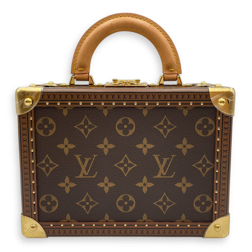 Valees 2 Way Petite Monogram Brown Handbag in Canvas, Gold hardware