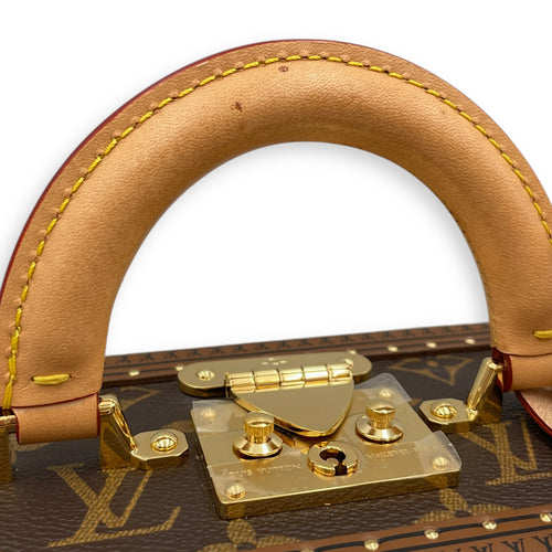 Valees 2 Way Petite Monogram Brown Handbag in Canvas, Gold hardware