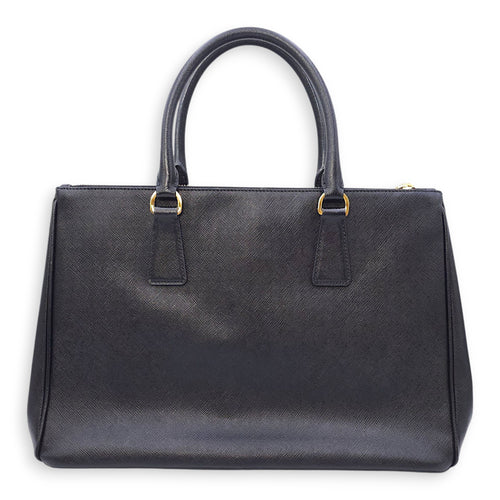 Galleria Black Top Handle Bag in Saffiano Leather, Gold hardware