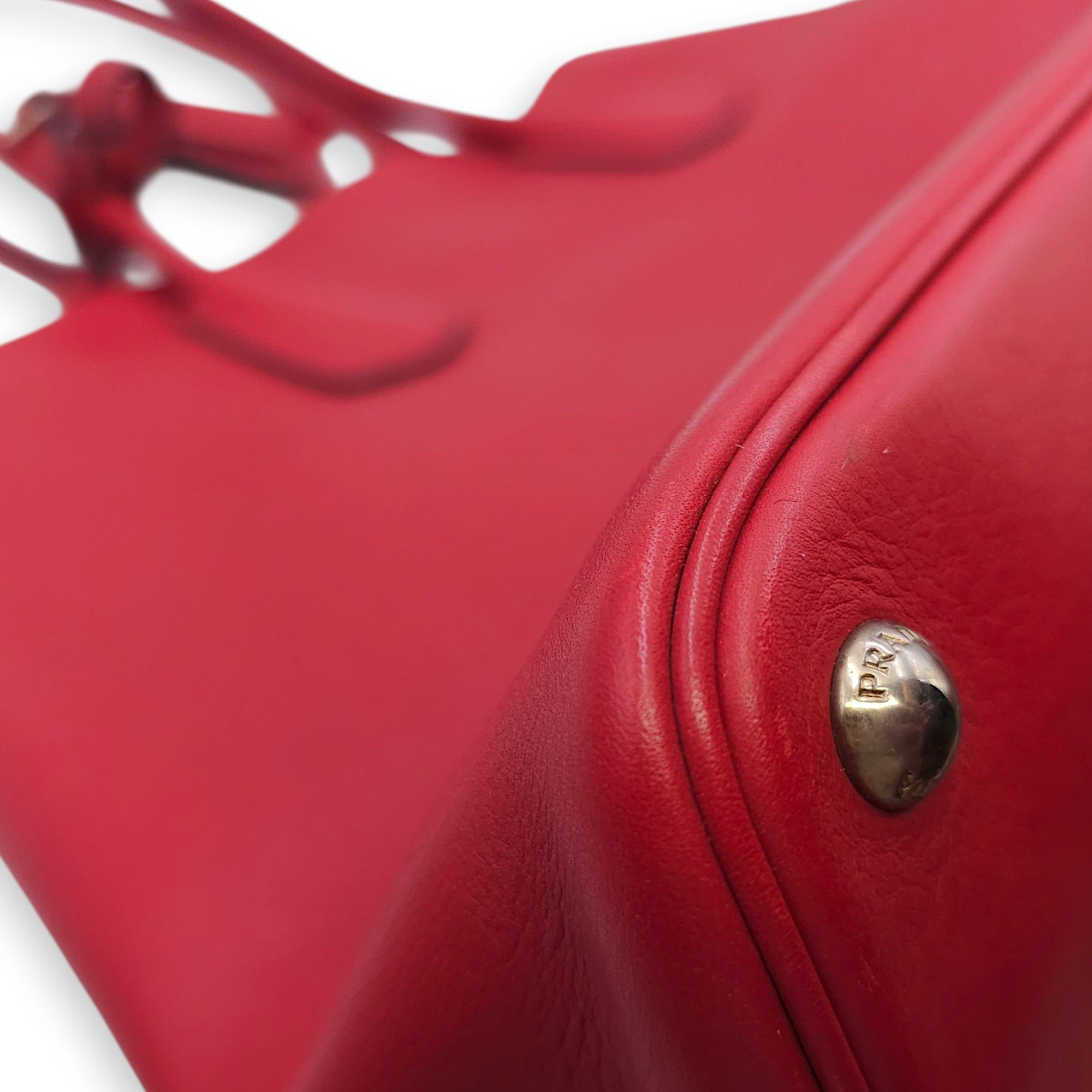 City Double Red Top Handle Bag in Calfskin, Silver hardware