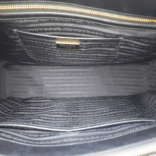 Galleria Black Top Handle Bag in Saffiano Leather, Gold hardware