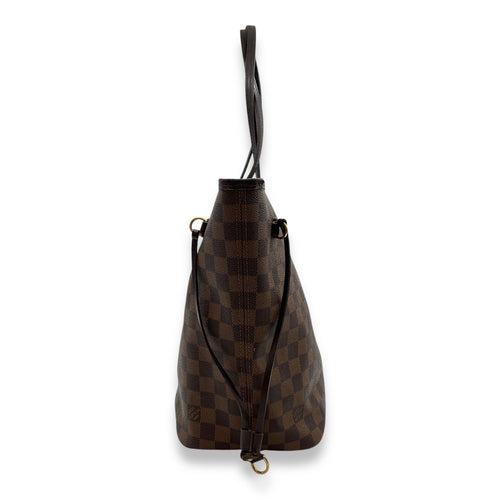 Damier Neverfull MM Brown Top Handle Bag in Canvas, Gold hardware