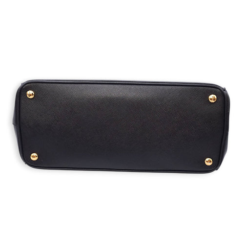 Galleria Black Top Handle Bag in Saffiano Leather, Gold hardware