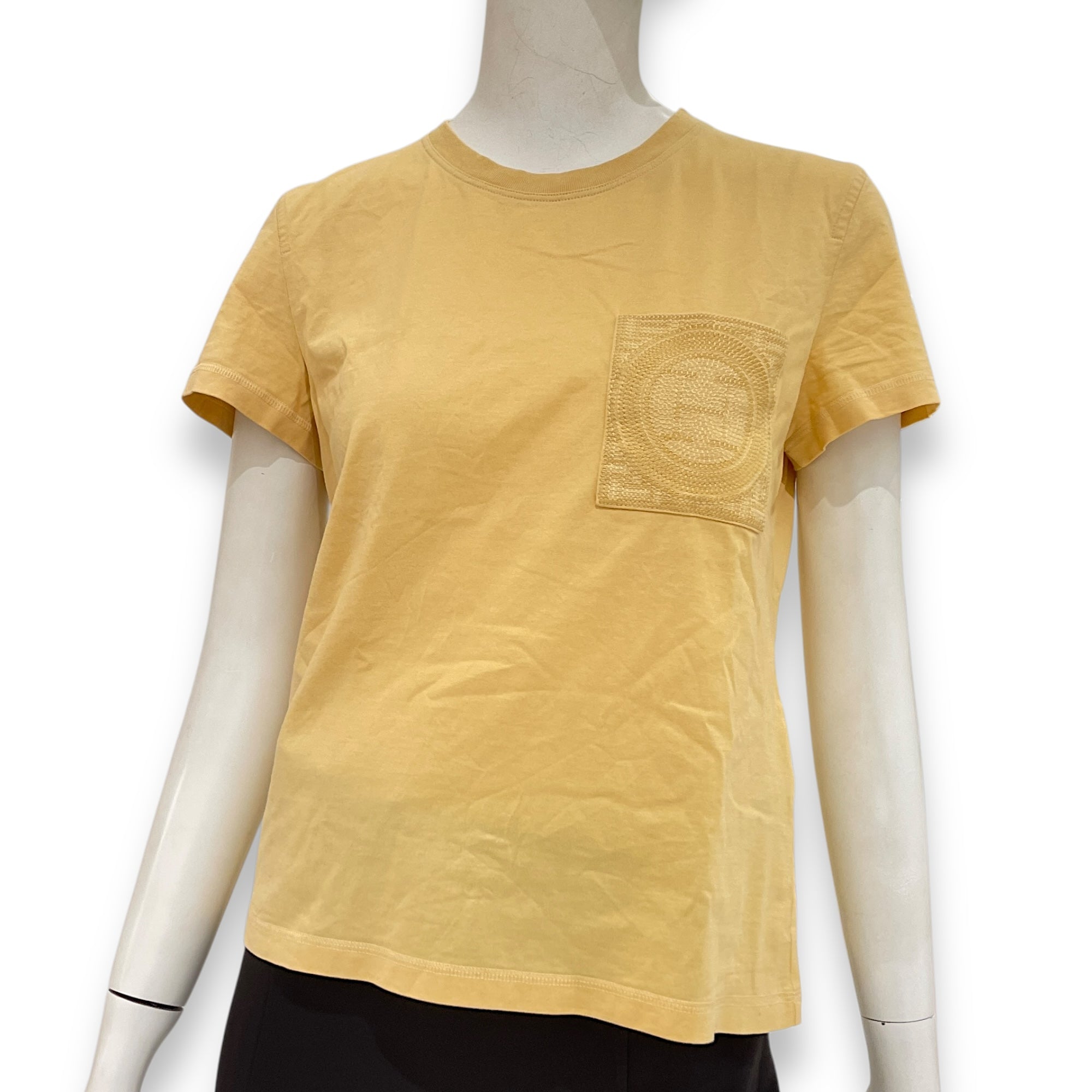 Embroidered Pocket T Shirt 38 Yellow Ready-To-Wear in Cotton