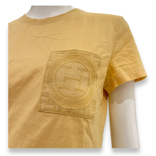 Embroidered Pocket T Shirt 38 Yellow Ready-To-Wear in Cotton