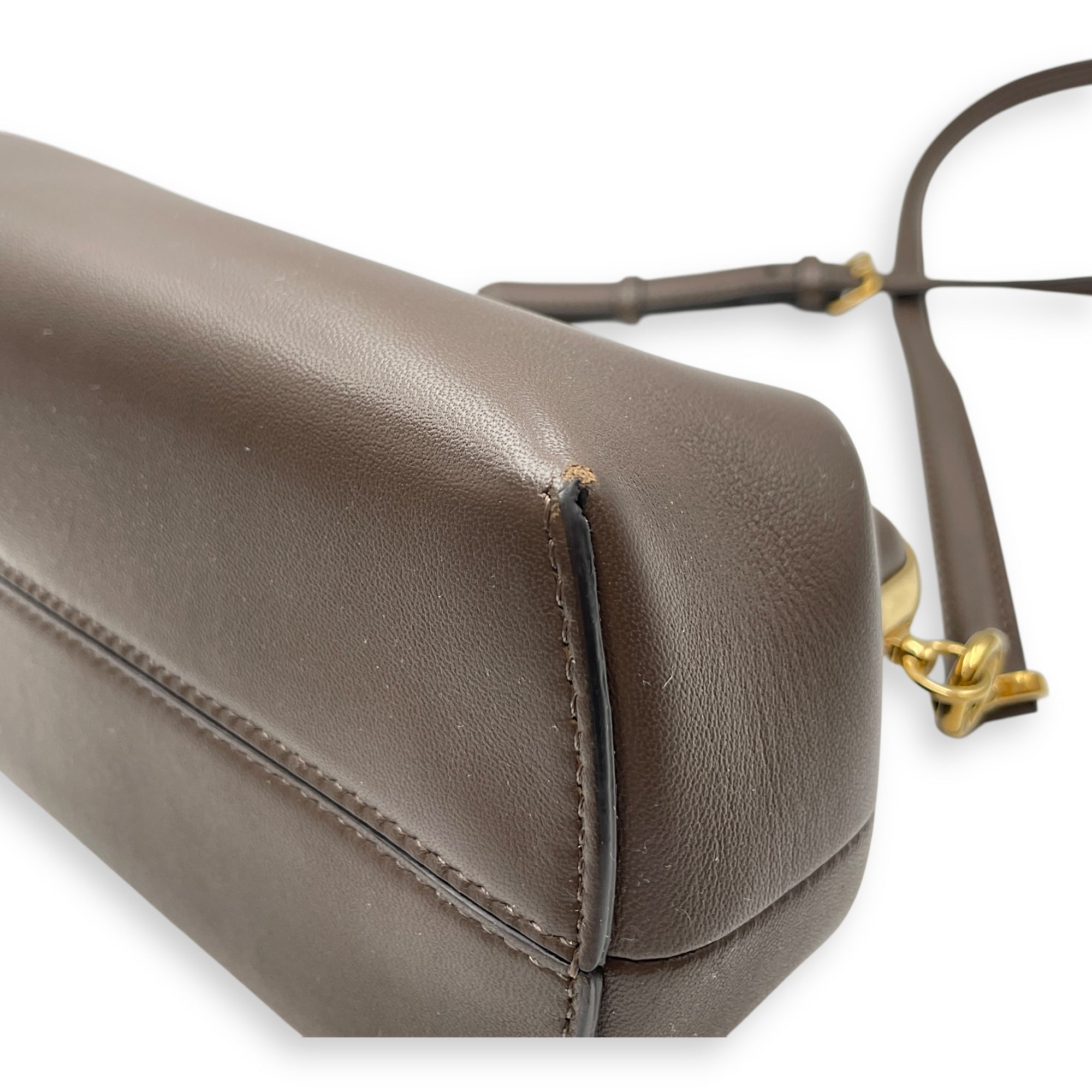 Fendi First Small Brown Shoulder Bag in Shiny Nappa, Gold hardware