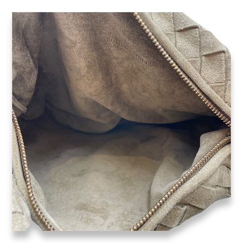 Teen Jodie Knotted Intrecciato Sand Hobo Bag in Suede, Gold hardware