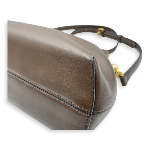 Fendi First Small Brown Shoulder Bag in Shiny Nappa, Gold hardware