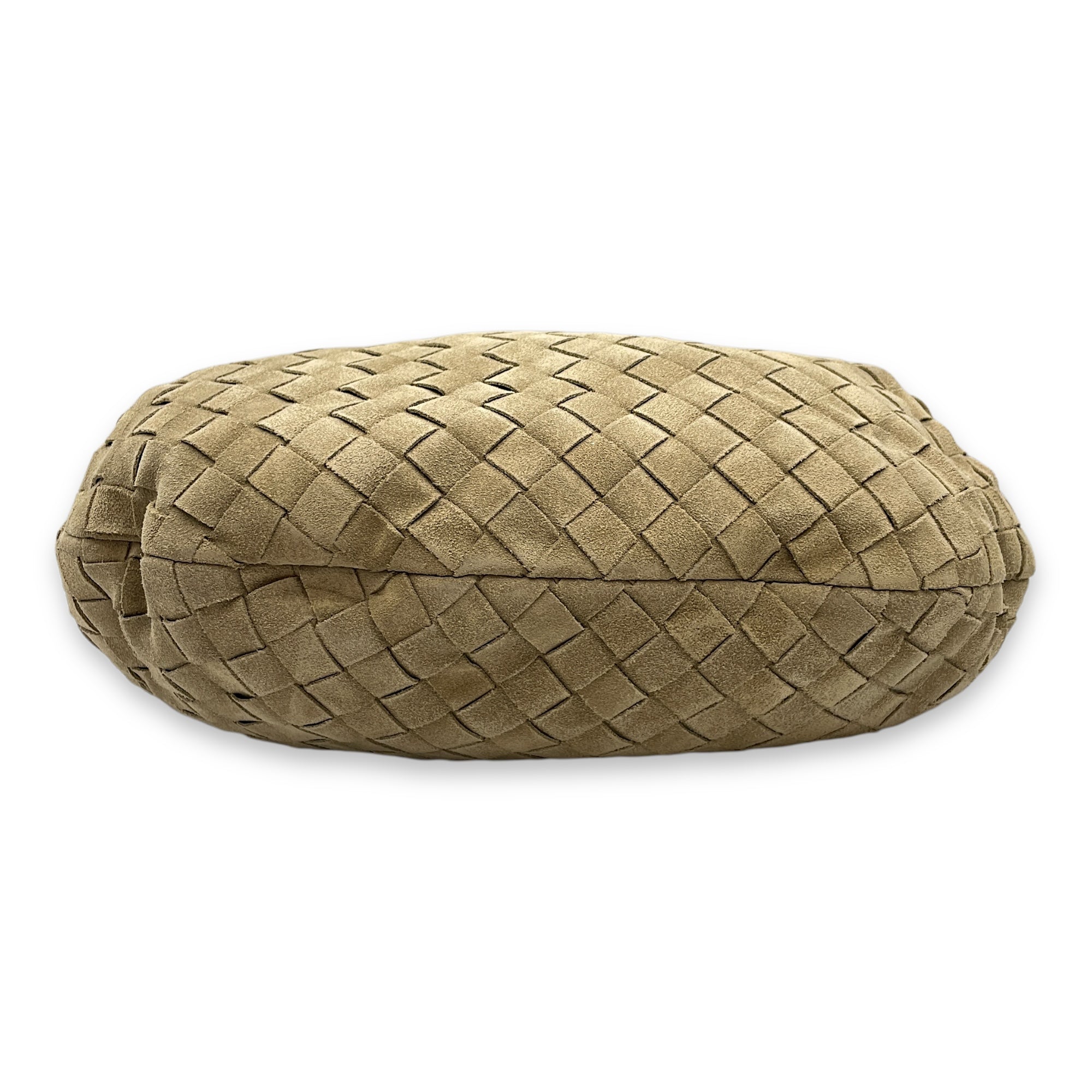 Teen Jodie Knotted Intrecciato Sand Hobo Bag in Suede, Gold hardware