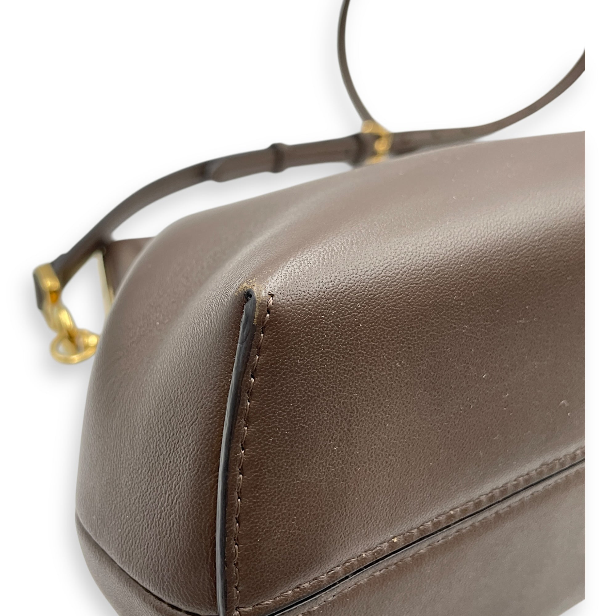Fendi First Small Brown Shoulder Bag in Shiny Nappa, Gold hardware