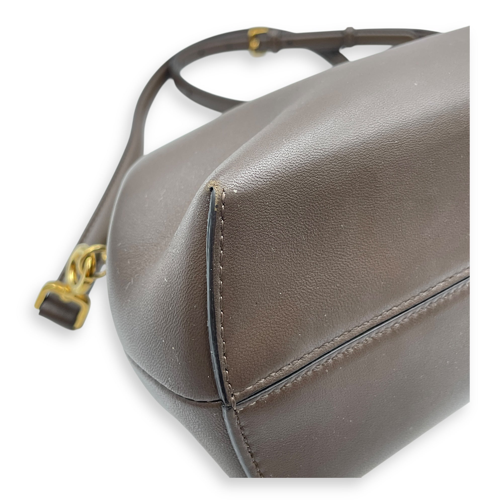 Fendi First Small Brown Shoulder Bag in Shiny Nappa, Gold hardware