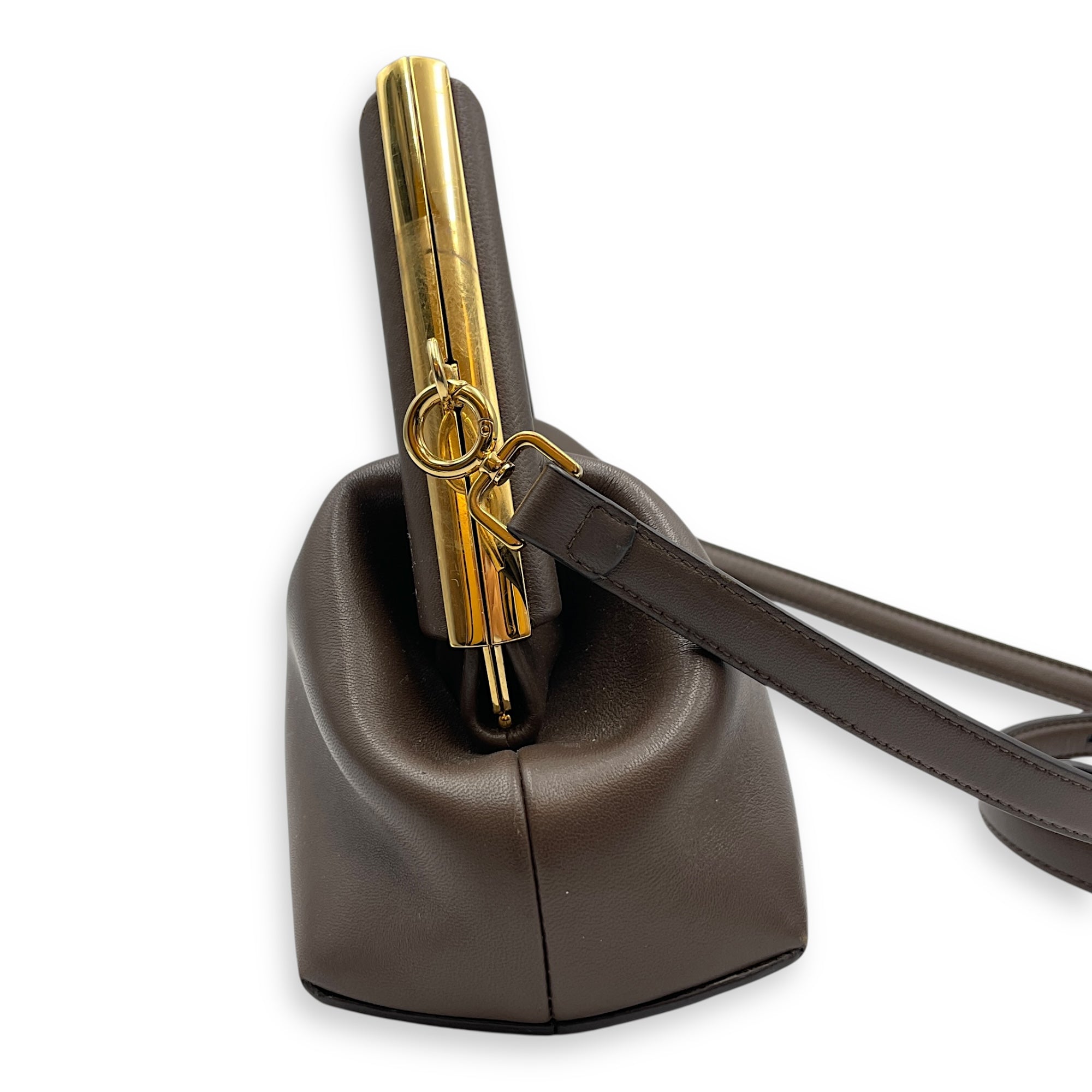 Fendi First Small Brown Shoulder Bag in Shiny Nappa, Gold hardware