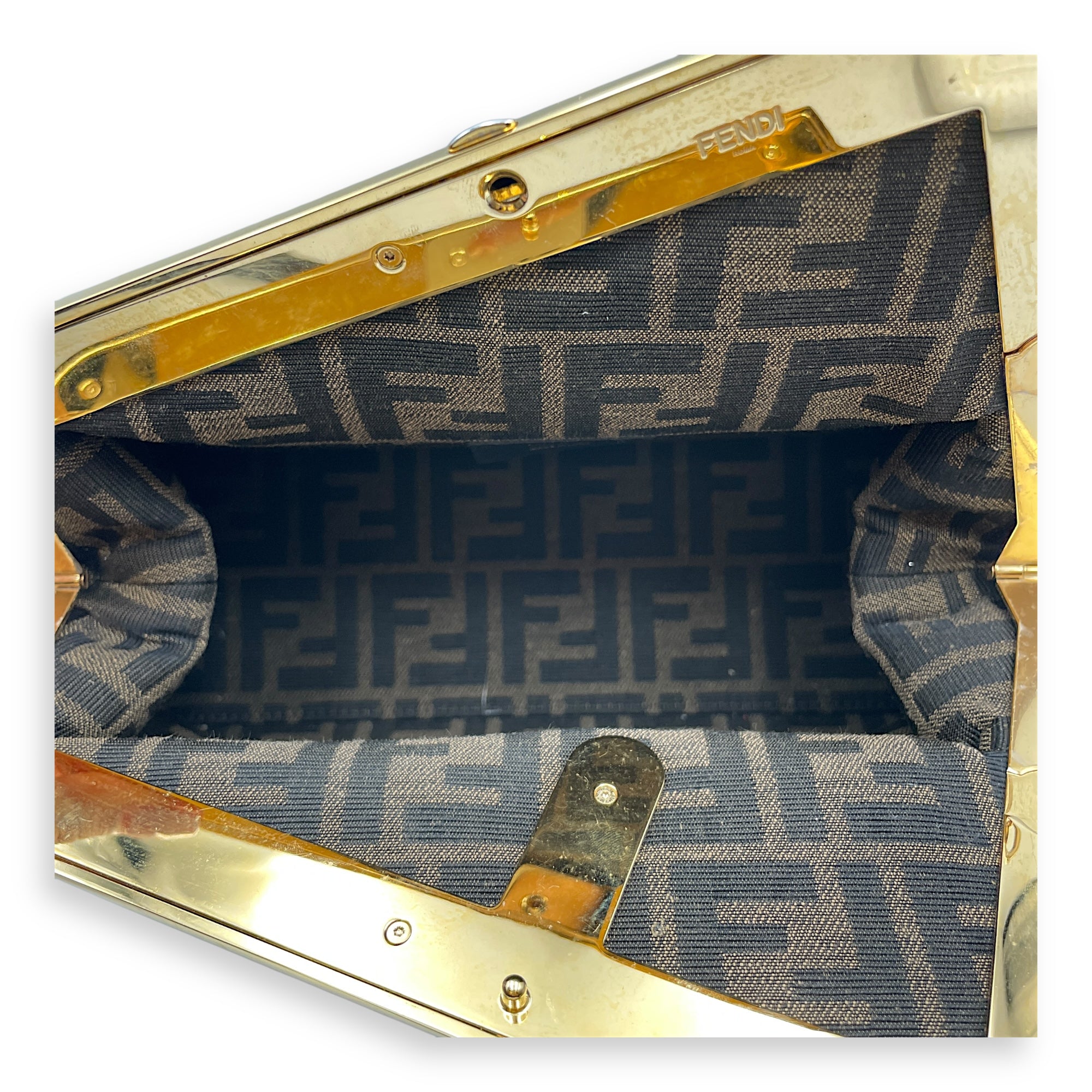 Fendi First Small Brown Shoulder Bag in Shiny Nappa, Gold hardware