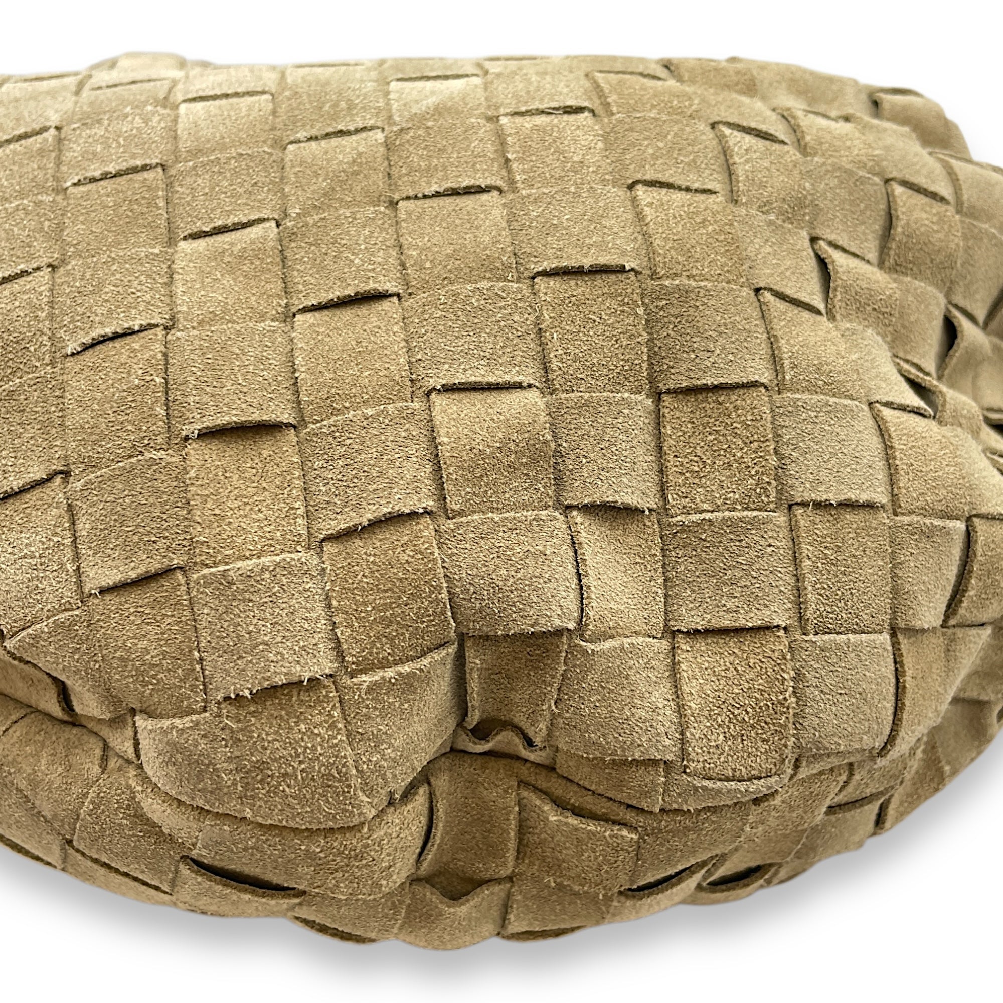Teen Jodie Knotted Intrecciato Sand Hobo Bag in Suede, Gold hardware