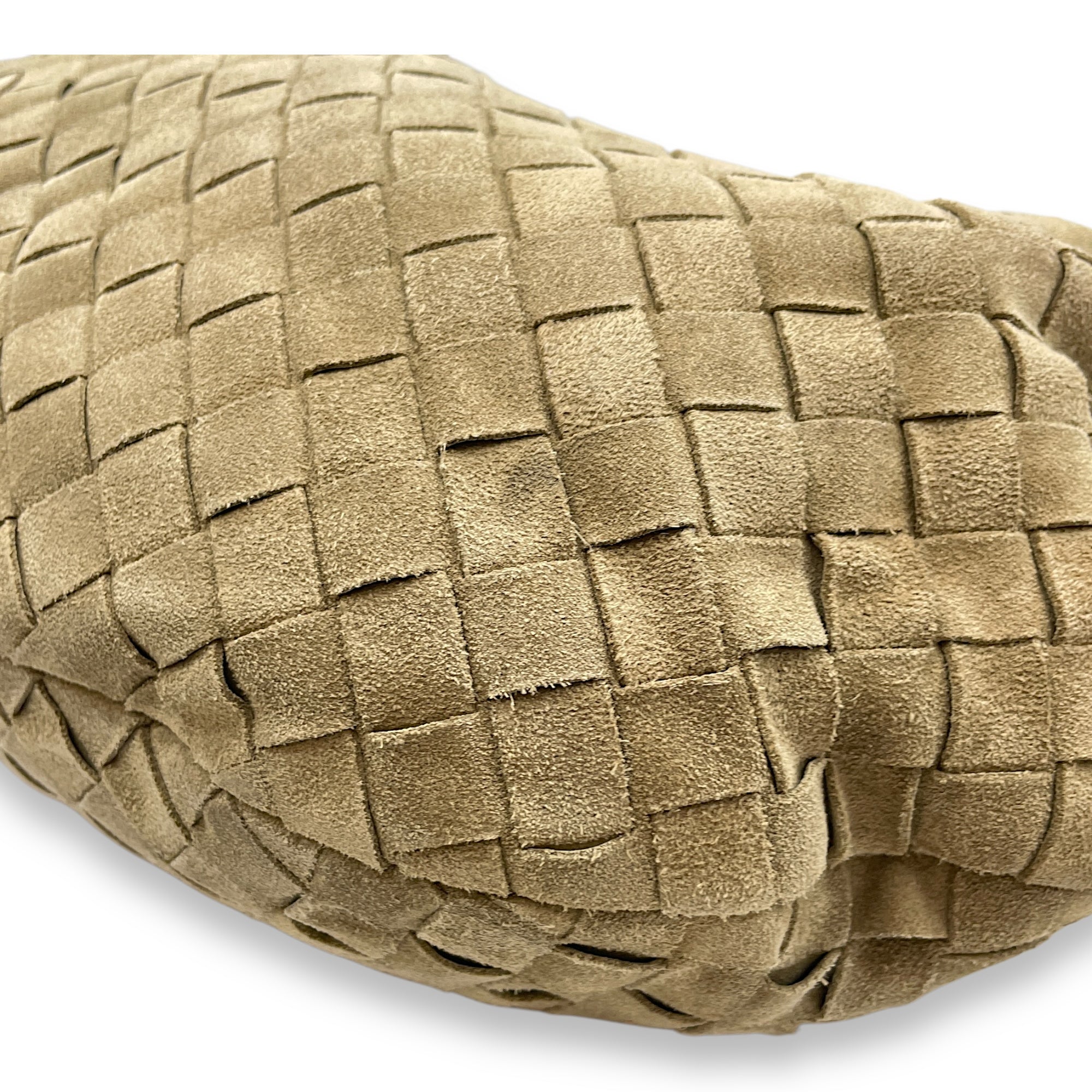 Teen Jodie Knotted Intrecciato Sand Hobo Bag in Suede, Gold hardware