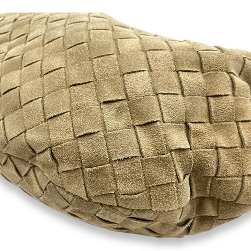 Teen Jodie Knotted Intrecciato Sand Hobo Bag in Suede, Gold hardware