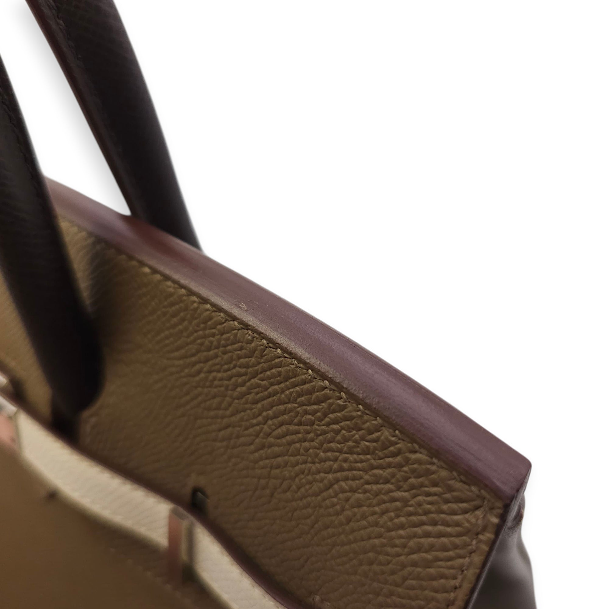 Birkin 25 Etoupe/Gris Pale/Ebene in Epsom, Palladium hardware